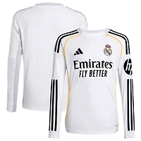 Youth adidas White Real Madrid 2025/26 Home Replica Long Sleeve Jersey