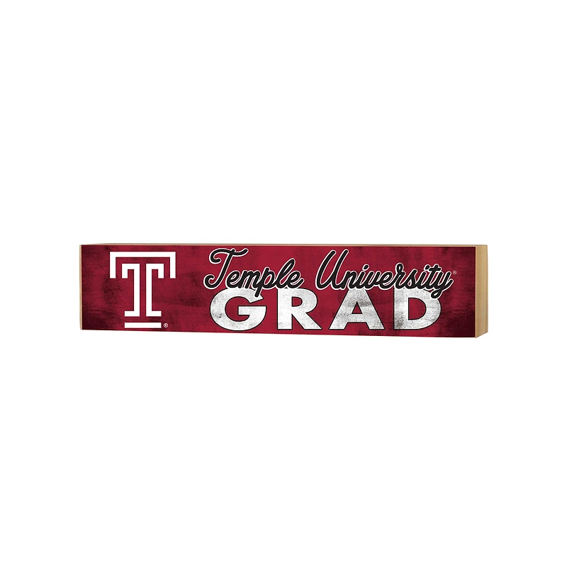 Temple Owls 3" x 13" Grad Block Sign