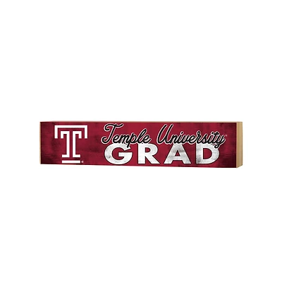Temple Owls 3" x 13" Grad Block Sign