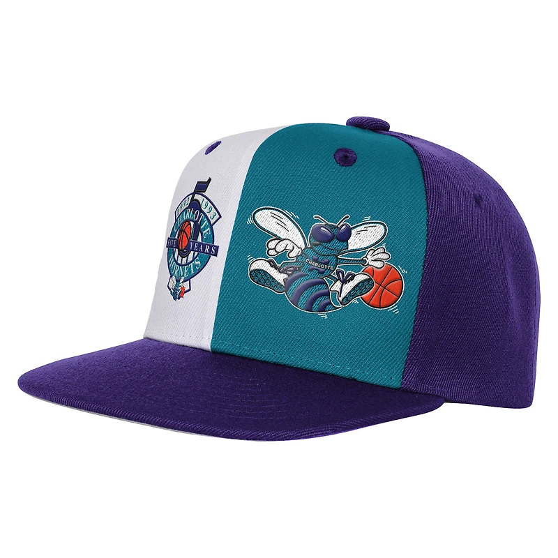 Youth Mitchell & Ness Purple Charlotte Hornets Anniversary Duo Front Snapback Hat