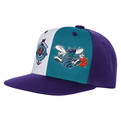 Youth Mitchell & Ness Purple Charlotte Hornets Anniversary Duo Front Snapback Hat