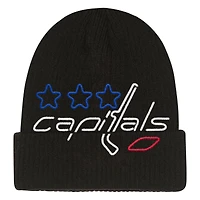 Youth Mitchell & Ness  Black Washington Capitals Neon Line Lights Cuffed Knit Hat