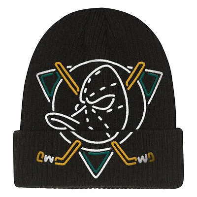 Youth Mitchell & Ness  Black Anaheim Ducks Neon Line Lights Cuffed Knit Hat