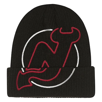 Youth Mitchell & Ness  Black New Jersey Devils Neon Line Lights Cuffed Knit Hat