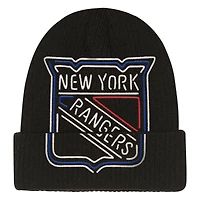 Youth Mitchell & Ness  Black New York Rangers Neon Line Lights Cuffed Knit Hat