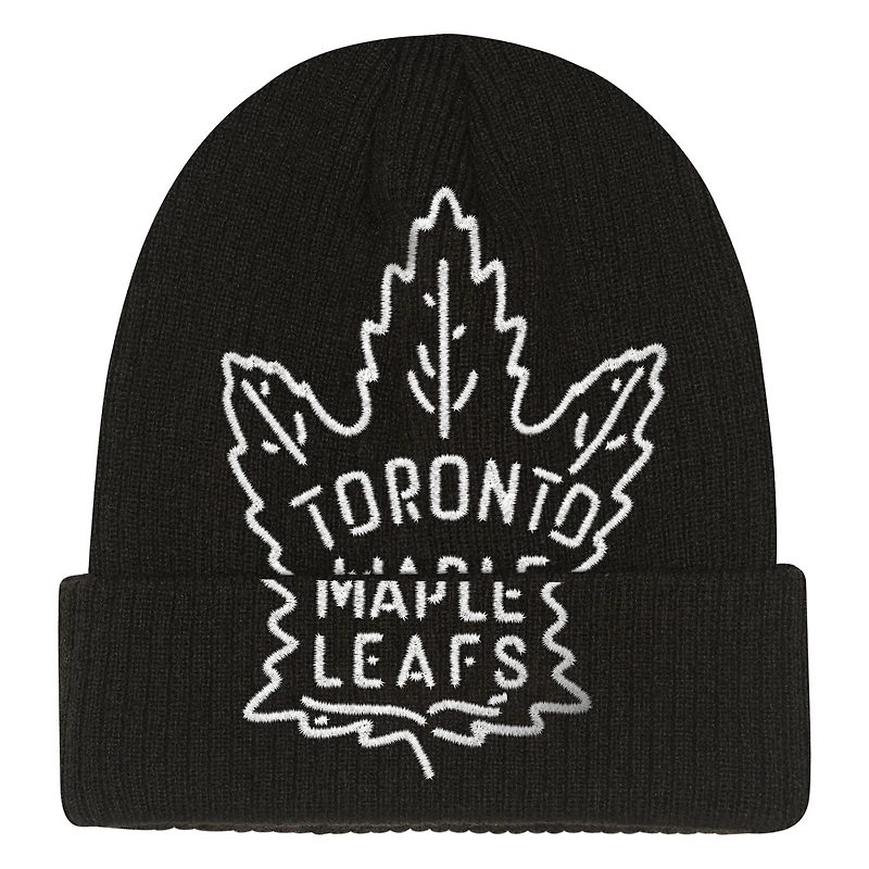 Youth Mitchell & Ness  Black Toronto Maple Leafs Neon Line Lights Cuffed Knit Hat