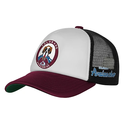 Youth Mitchell & Ness  White Colorado Avalanche Mascot Adjustable Trucker Hat