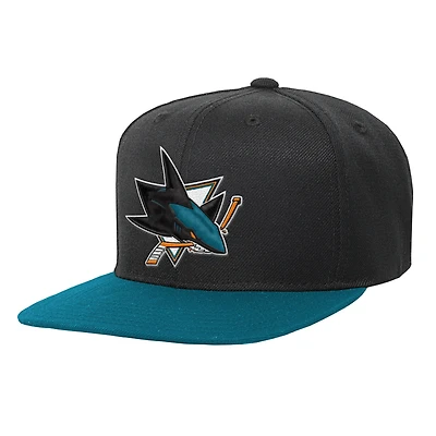 Youth Mitchell & Ness  Black/Teal San Jose Sharks Core Team Two-Tone Snapback Hat