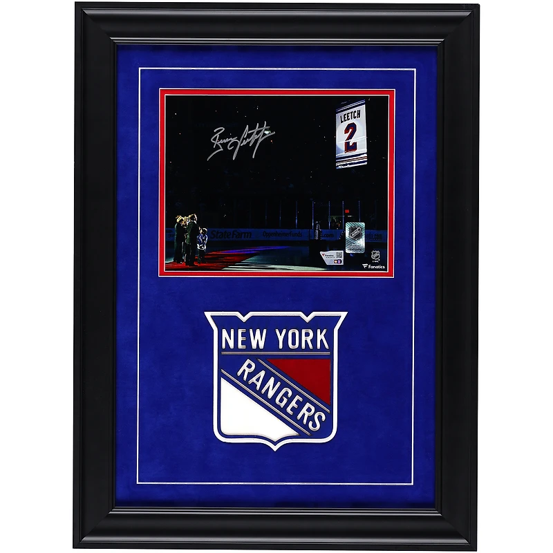 Brian Leetch New York Rangers Autographed Deluxe Framed 8" x 10" Banner Raising Photograph