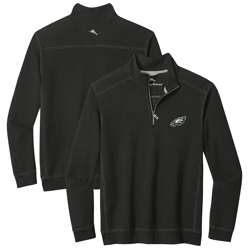 Men's Tommy Bahama  Black Philadelphia Eagles Big & Tall Montego Bay Half-Zip Pullover