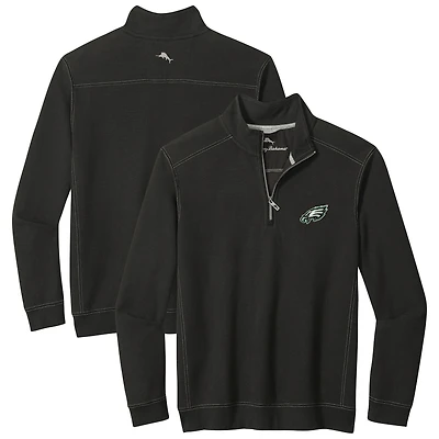Men's Tommy Bahama  Black Philadelphia Eagles Big & Tall Montego Bay Half-Zip Pullover