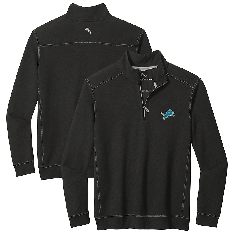 Men's Tommy Bahama Black Detroit Lions Big & Tall Montego Bay Half-Zip Pullover
