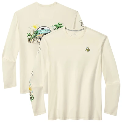 Men's Tommy Bahama Cream Minnesota Vikings Oasis Endzone Lux Long Sleeve T-Shirt