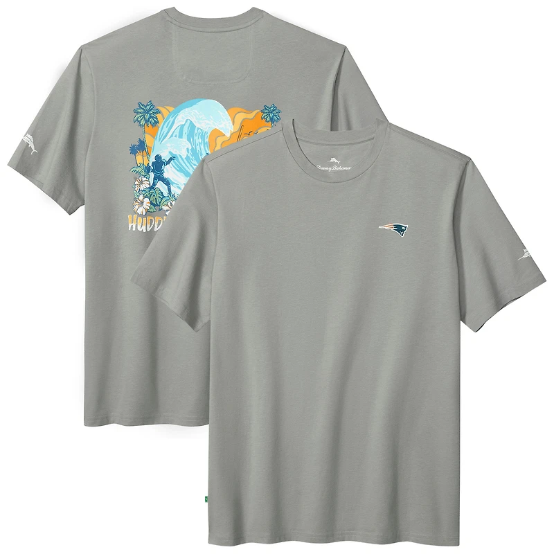 Men's Tommy Bahama Gray New England Patriots Huddle & Hang Tens T-Shirt