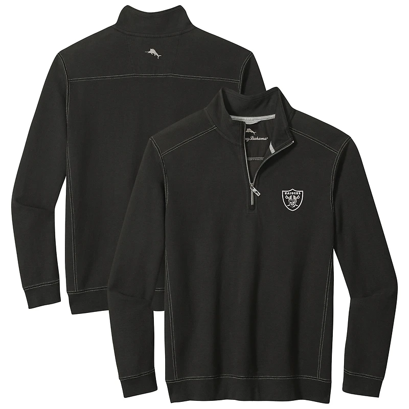 Men's Tommy Bahama Black Las Vegas Raiders Sport Tobago Half-Zip Pullover