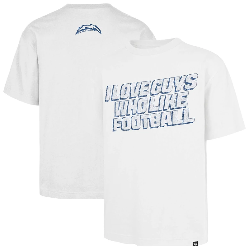 Unisex '47 White Los Angeles Chargers I Love Guys Who Like Football Foundation T-Shirt