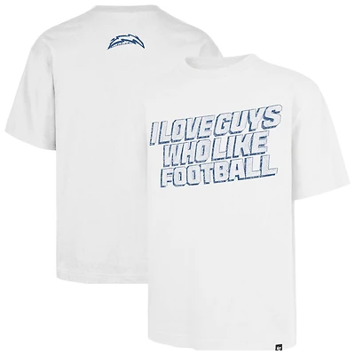 Unisex '47  White Los Angeles Chargers I Love Guys Who Like Football Foundation T-Shirt