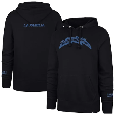 Men's '47  Black Los Angeles Chargers La Familia Headline Pullover Hoodie
