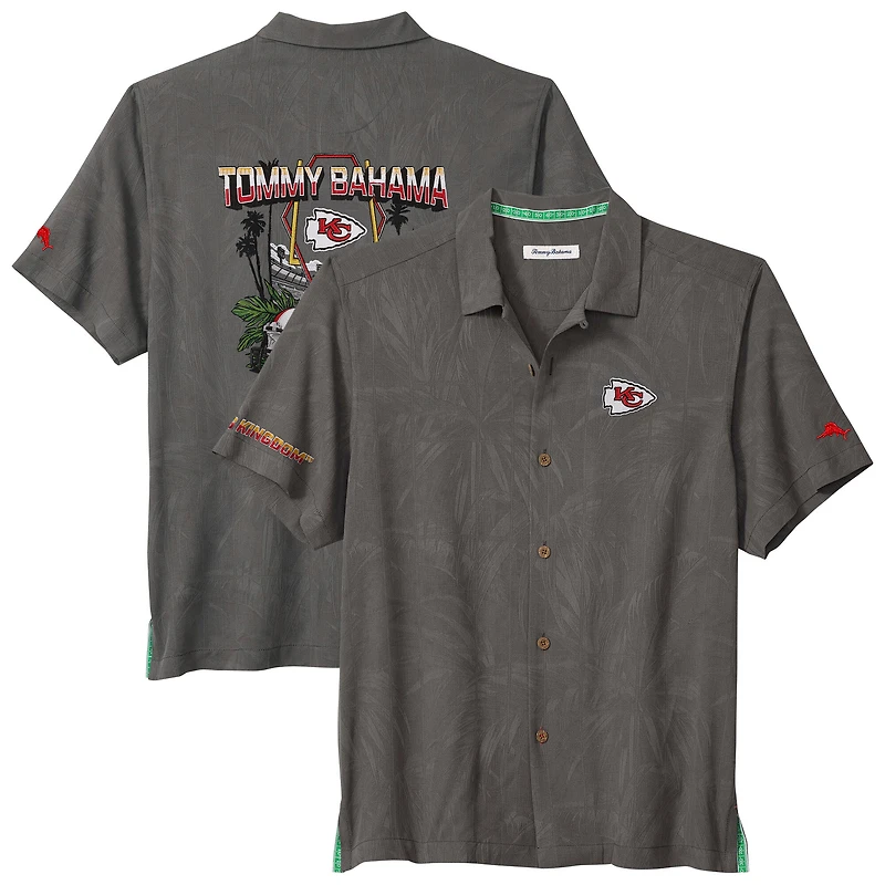 Men's Tommy Bahama  Gray Kansas City Chiefs Endzone Paradise COOLMAX Button-Up Shirt