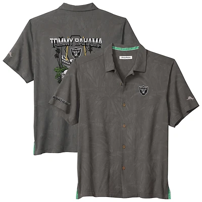 Men's Tommy Bahama  Gray Las Vegas Raiders Endzone Paradise COOLMAX Button-Up Shirt