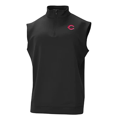 Men's Columbia Black Cincinnati Reds Omni-Wick Wickhams Hills Quarter-Zip Vest