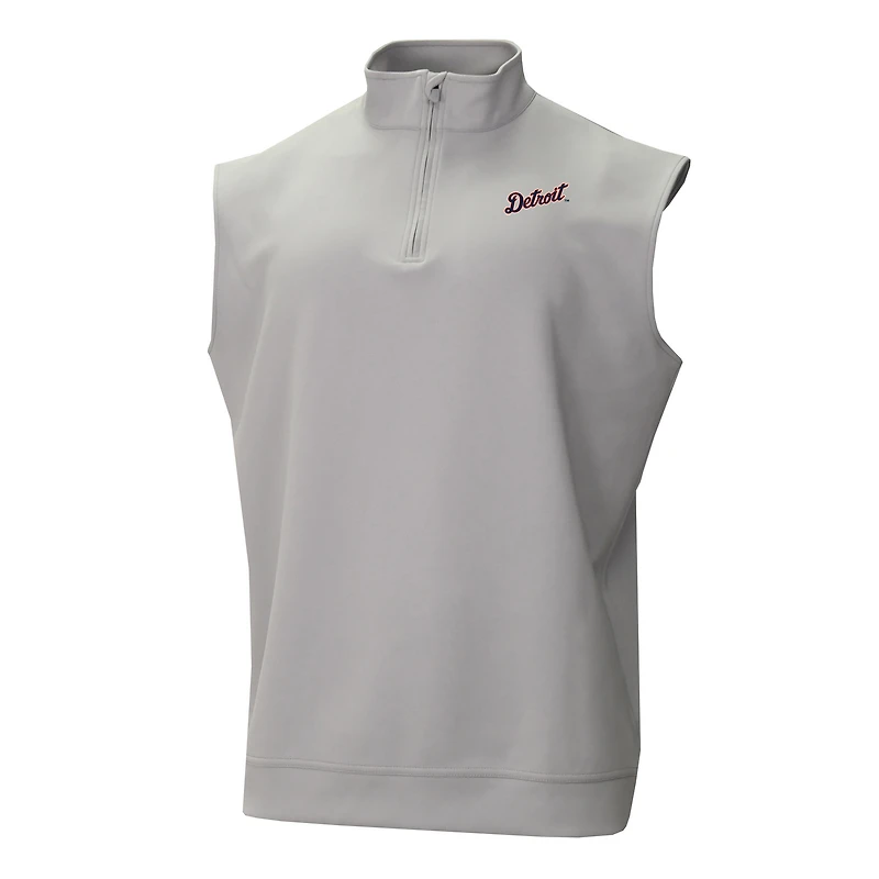 Men's Columbia  Gray Detroit Tigers Omni-Wick Wickhams Hills Quarter-Zip Vest