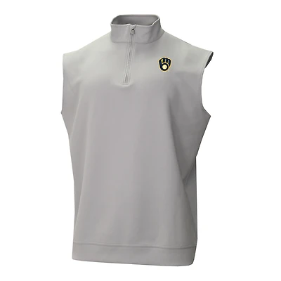 Men's Columbia Gray Milwaukee Brewers Omni-Wick Wickhams Hills Quarter-Zip Vest