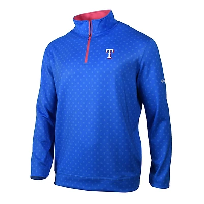 Men's Columbia  Royal Texas Rangers Omni-Wick Wickhams Hills Quarter-Zip Pullover