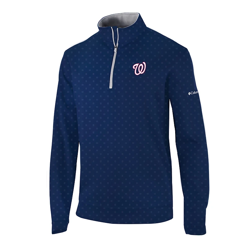 Men's Columbia Navy Washington Nationals Omni-Wick Wickhams Hills Quarter-Zip Pullover