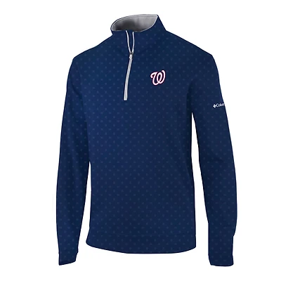 Men's Columbia Navy Washington Nationals Omni-Wick Wickhams Hills Quarter-Zip Pullover