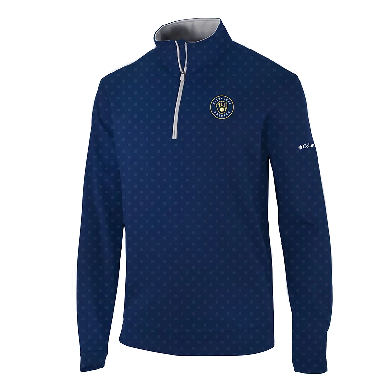 Men's Columbia Navy Milwaukee Brewers Omni-Wick Wickhams Hills Quarter-Zip Pullover
