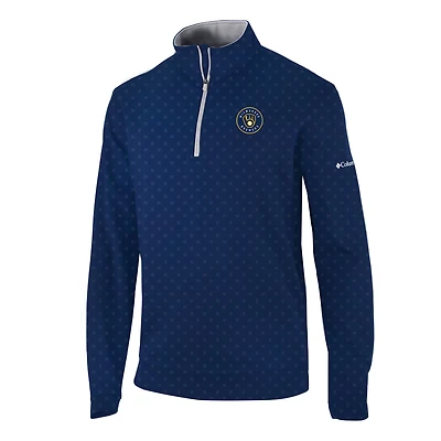 Men's Columbia Navy Milwaukee Brewers Omni-Wick Wickhams Hills Quarter-Zip Pullover