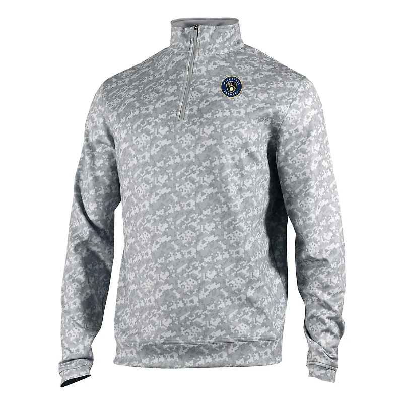 Men's Columbia  Gray Milwaukee Brewers Omni-Wick Wickhams Hills Quarter-Zip Pullover