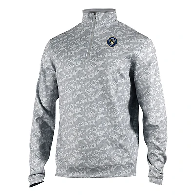 Men's Columbia  Gray Milwaukee Brewers Omni-Wick Wickhams Hills Quarter-Zip Pullover