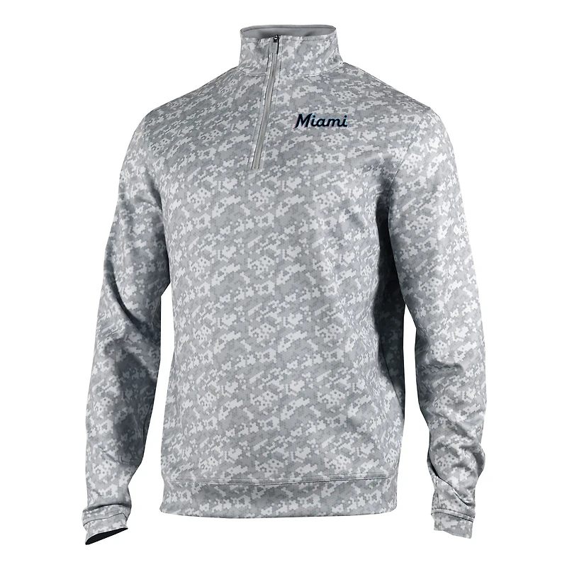 Men's Columbia Gray Miami Marlins Omni-Wick Wickhams Hills Quarter-Zip Pullover