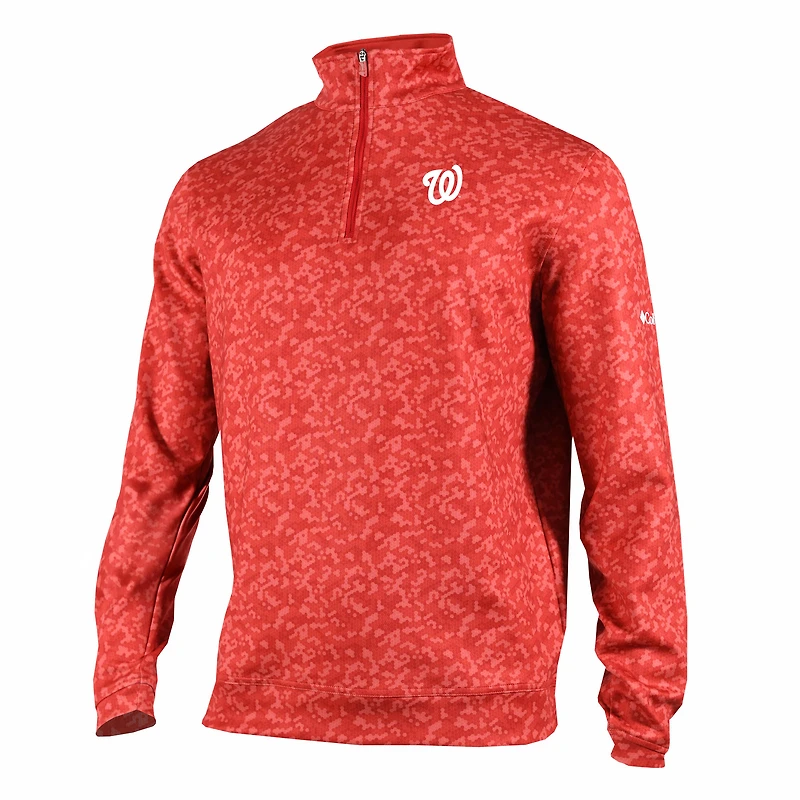 Men's Columbia  Red Washington Nationals Omni-Wick Wickhams Hills Quarter-Zip Pullover