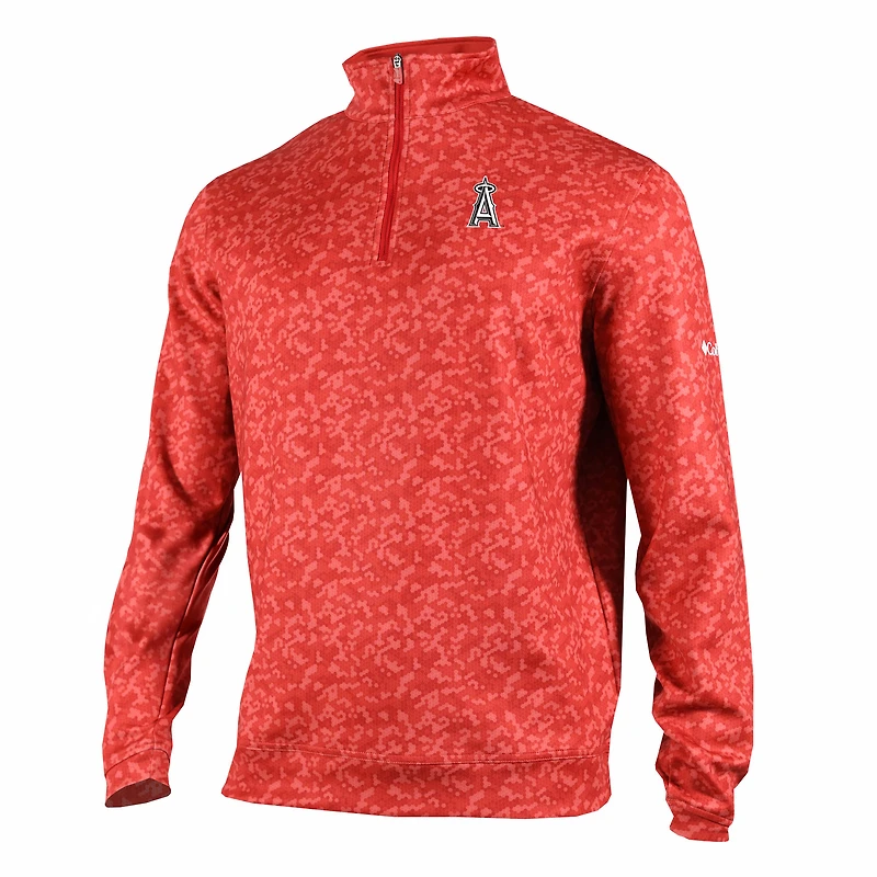 Men's Columbia Red Los Angeles Angels Omni-Wick Wickhams Hills Quarter-Zip Pullover