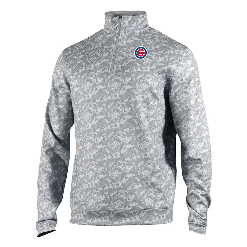 Men's Columbia  Gray Chicago Cubs Omni-Wick Wickhams Hills Quarter-Zip Pullover