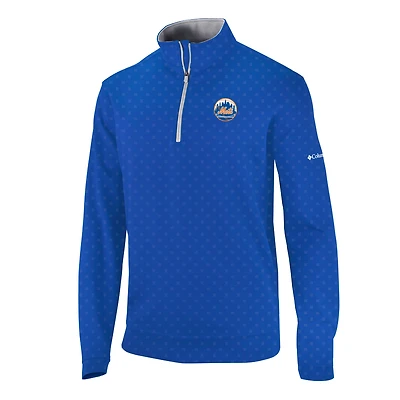 Men's Columbia  Royal New York Mets Omni-Wick Wickhams Hills Quarter-Zip Pullover