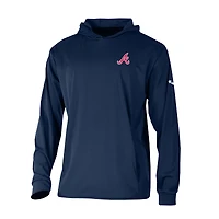 Men's Columbia  Navy Atlanta Braves Long Drive Pullover Hoodie