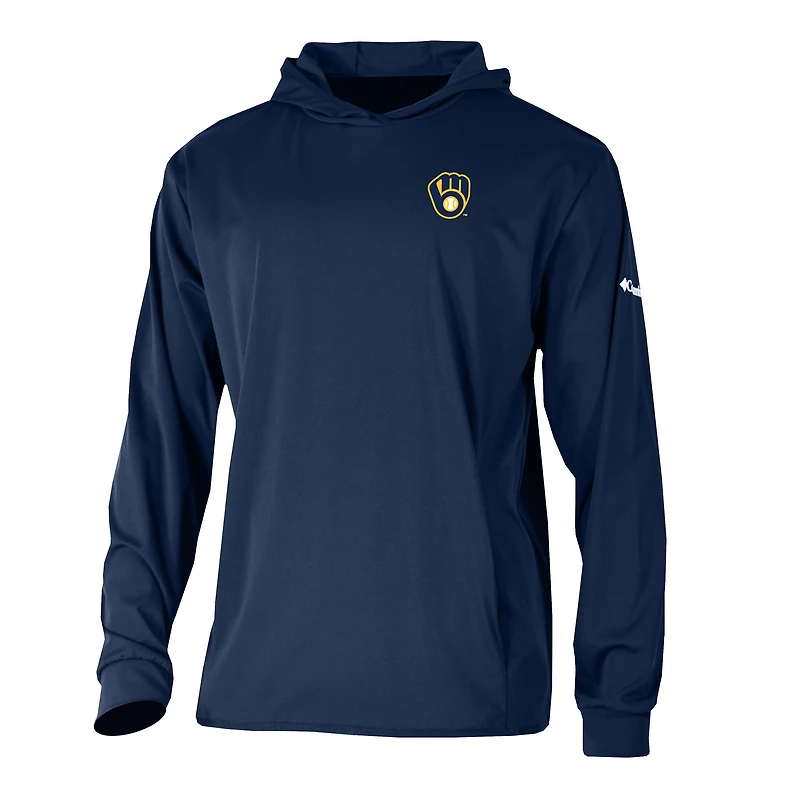 Men's Columbia  Navy Milwaukee Brewers Long Drive Pullover Hoodie
