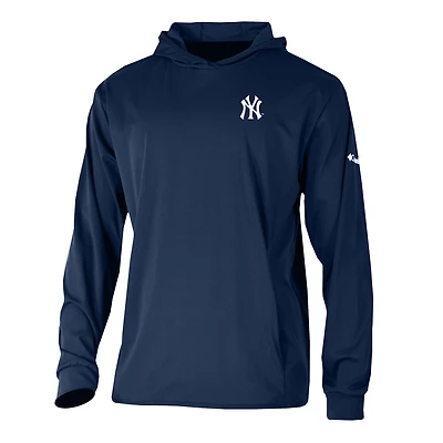 Men's Columbia  Navy New York Yankees Long Drive Pullover Hoodie