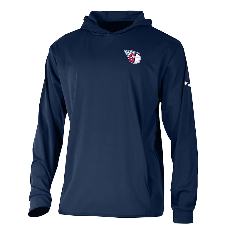 Men's Columbia Navy Cleveland Guardians Long Drive Pullover Hoodie