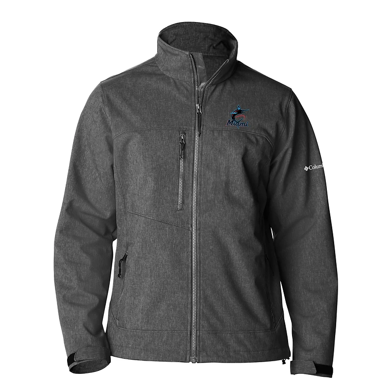 Men's Columbia Gray Miami Marlins Ascender II Full-Zip Softshell Jacket