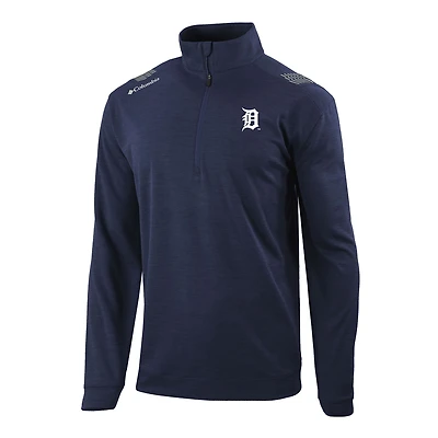Men's Columbia  Navy Detroit Tigers Omni-Wick Oakland Downs Quarter-Zip Pullover