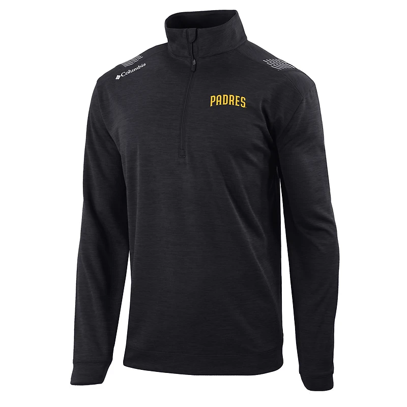 Men's Columbia  Black San Diego Padres Omni-Wick Oakland Downs Quarter-Zip Pullover