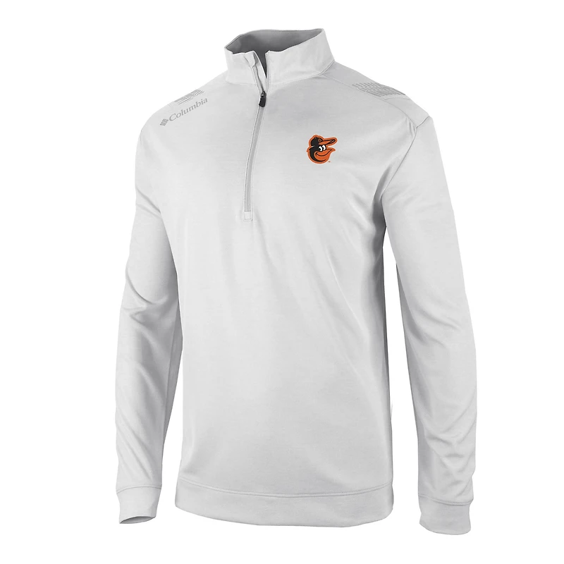 Men's Columbia White Baltimore Orioles Omni-Wick Oakland Downs Quarter-Zip Pullover