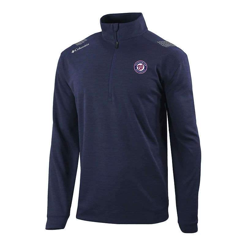 Men's Columbia Navy Washington Nationals Omni-Wick Oakland Downs Quarter-Zip Pullover