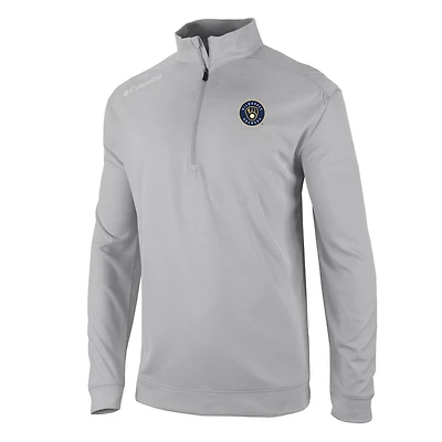 Men's Columbia  Gray Milwaukee Brewers Omni-Wick Oakland Downs Quarter-Zip Pullover