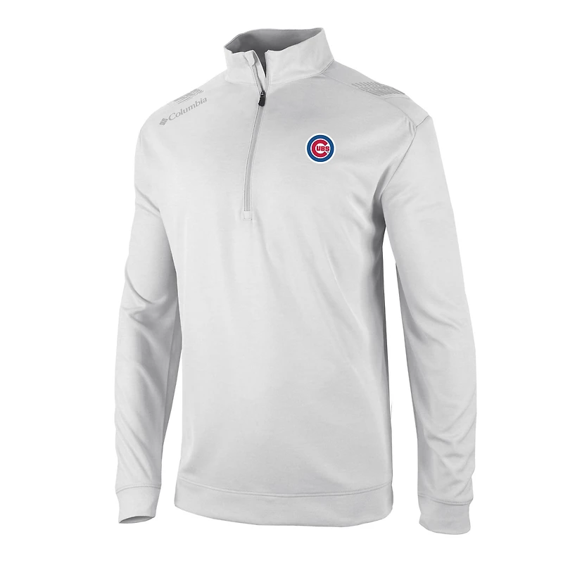 Men's Columbia  White Chicago Cubs Omni-Wick Oakland Downs Quarter-Zip Pullover